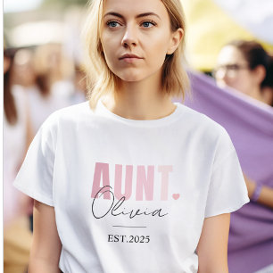 Promoted to Aunt EST 2025   Personalised Cute New  T-Shirt