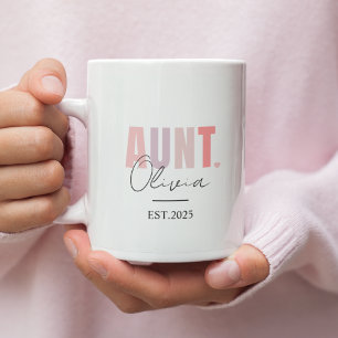 Promoted to Aunt EST 2025   Personalised New Aunt Two-Tone Coffee Mug