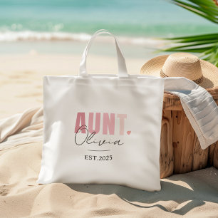 Promoted to Aunt EST 2025   Personalized New Aunt  Tote Bag