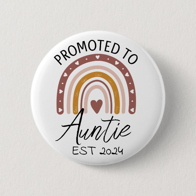 Promoted to Auntie 2024, Pregnancy Announcement 6 Cm Round Badge (Front)