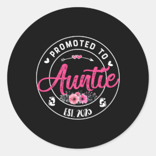 Promoted To Auntie 2025 Mothers Day First Time Mum Classic Round Sticker