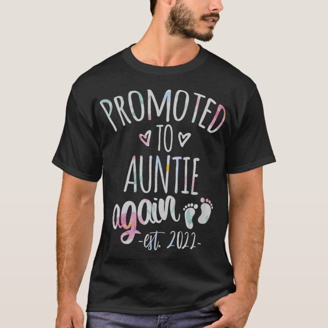 Promoted to Auntie again 2022,Cute Baby Announceme T-Shirt (Front)