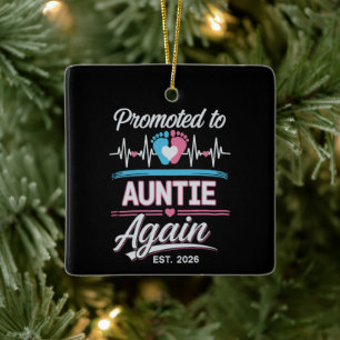 Promoted To Auntie Again Est 2026 Pregnancy Reveal Ceramic Ornament