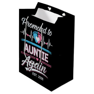 Promoted To Auntie Again Est 2026 Pregnancy Reveal Medium Gift Bag