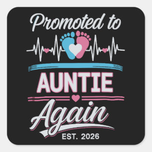 Promoted To Auntie Again Est 2026 Pregnancy Reveal Square Sticker