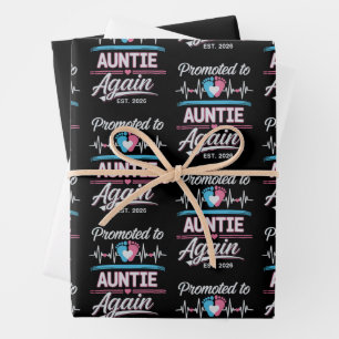 Promoted To Auntie Again Est 2026 Pregnancy Reveal Wrapping Paper Sheet
