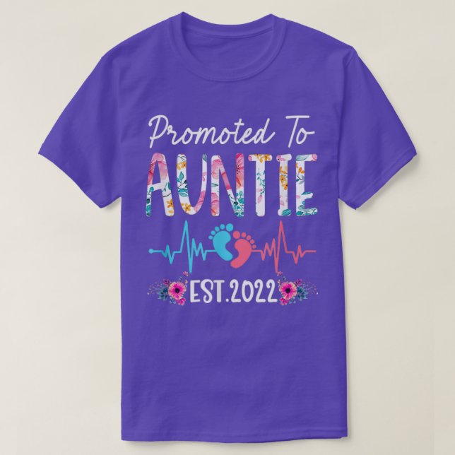 Promoted To Auntie Est 2022 Funny Floral Mothers D T-Shirt (Design Front)