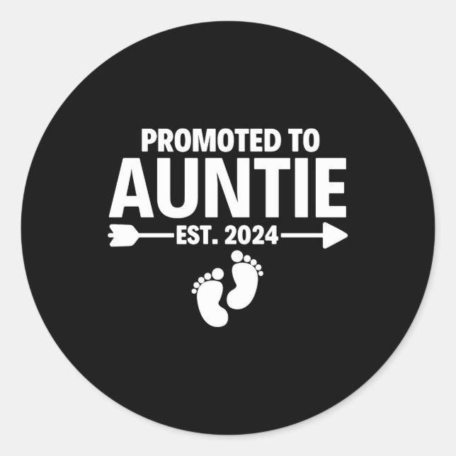 Promoted To Auntie Est 2024 Mother s Day Classic Round Sticker (Front)