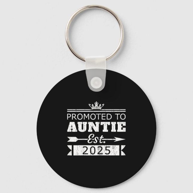 Promoted To Auntie Est 2025 Funny New Aunt Reveal  Key Ring (Front)