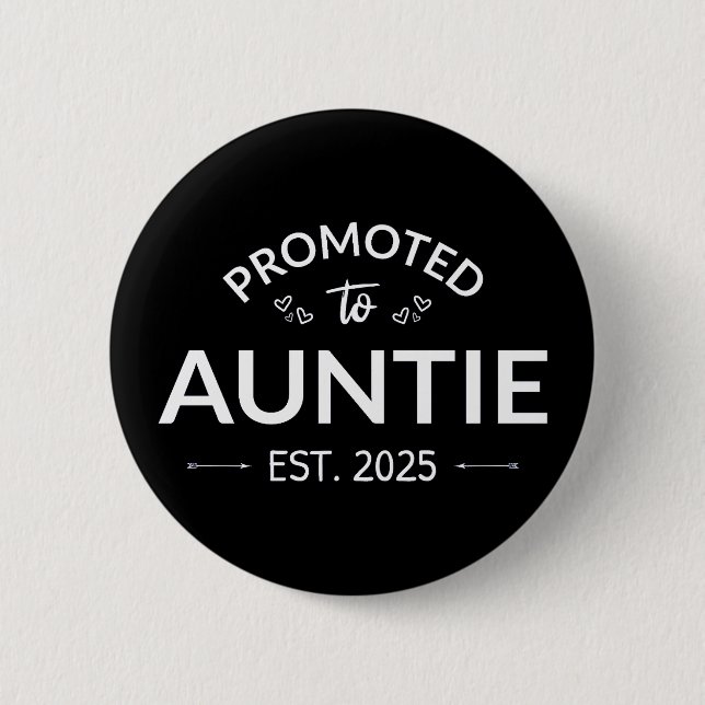 Promoted To Auntie Est. 2025 II 6 Cm Round Badge (Front)