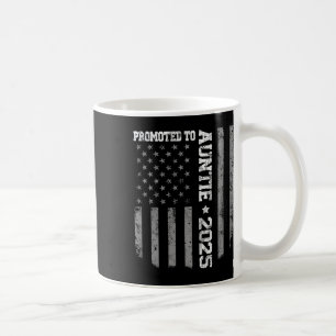 Promoted To Auntie Est 2025 Vintage American Flag  Coffee Mug