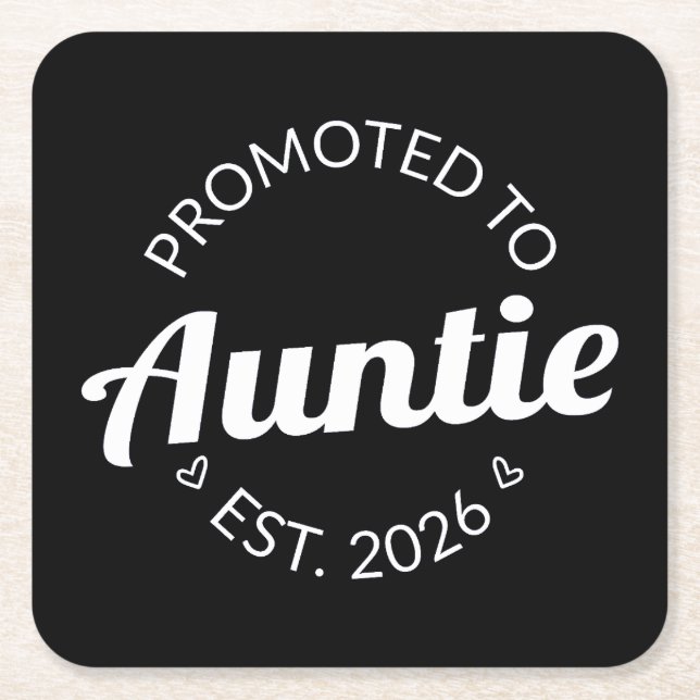 Promoted To Auntie Est. 2026 I Square Paper Coaster (Front)