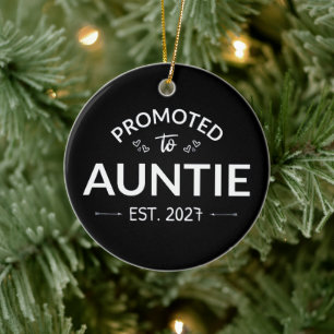 Promoted To Auntie Est 2027 New Aunt II Ceramic Tree Decoration