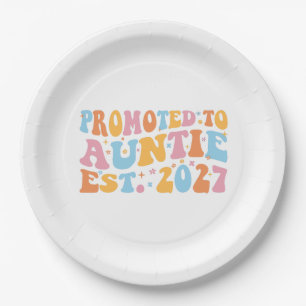 Promoted To Auntie Est 2027 New Aunt Paper Plate