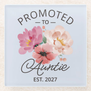 Promoted To Auntie Est 2027 New Aunt VI Glass Coaster