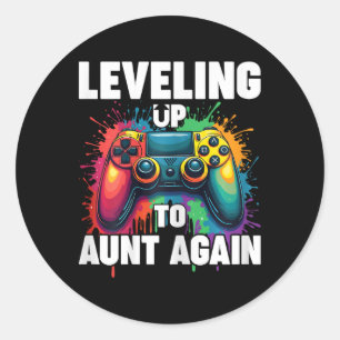 Promoted To Auntie Gender Reveal Levelling Up To A Classic Round Sticker