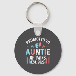 Promoted To Auntie Of Twins Est 2026 Twin Baby Sho Key Ring
