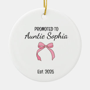 Promoted to Auntie – Personalized Family Role Gift Ceramic Tree Decoration