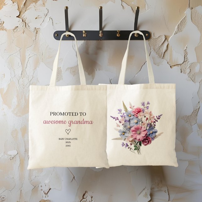 Promoted to Awesome Grandma Personalised Tote Bag (Creator Uploaded)