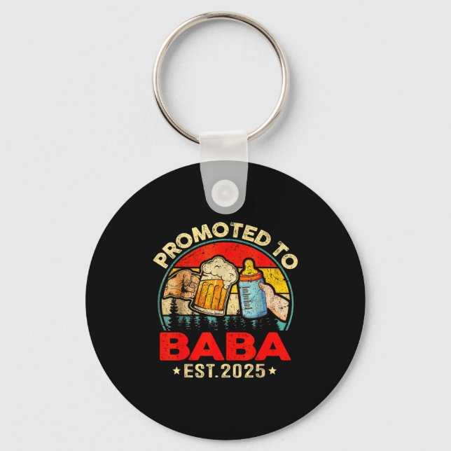 Promoted To Baba Est 2025 Vintage  Key Ring (Front)