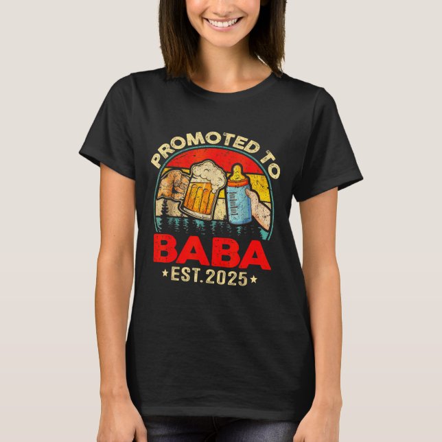 Promoted To Baba Est 2025 Vintage  T-Shirt (Front)