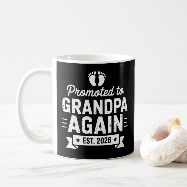 Promoted To Be Grandpa Again Est 2026 Soon Family Coffee Mug (With Donut)