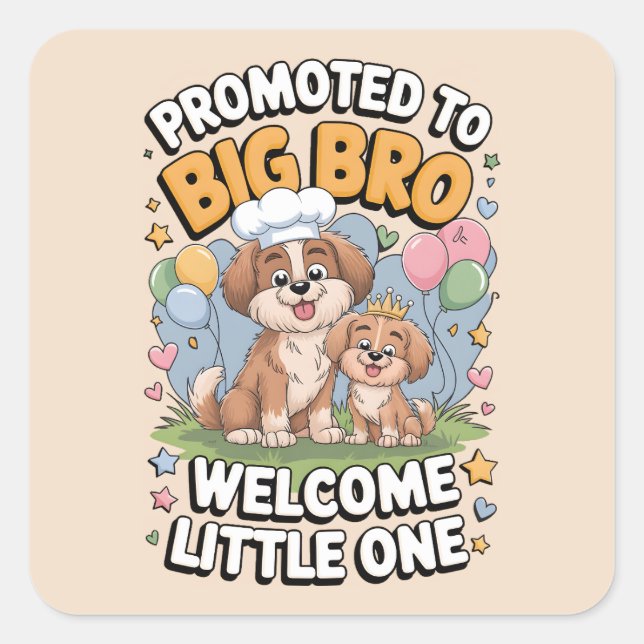 Promoted to Big Bro, Big Brother, Square Sticker (Front)