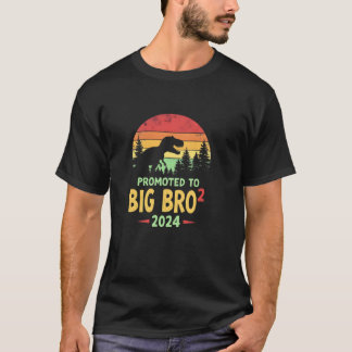 Promoted To Big Bro Squared 2024 Dinosaur Funny Tw T-Shirt
