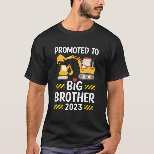 Promoted To Big Brother 2023 Excavator Boys Siblin T-Shirt (Front)