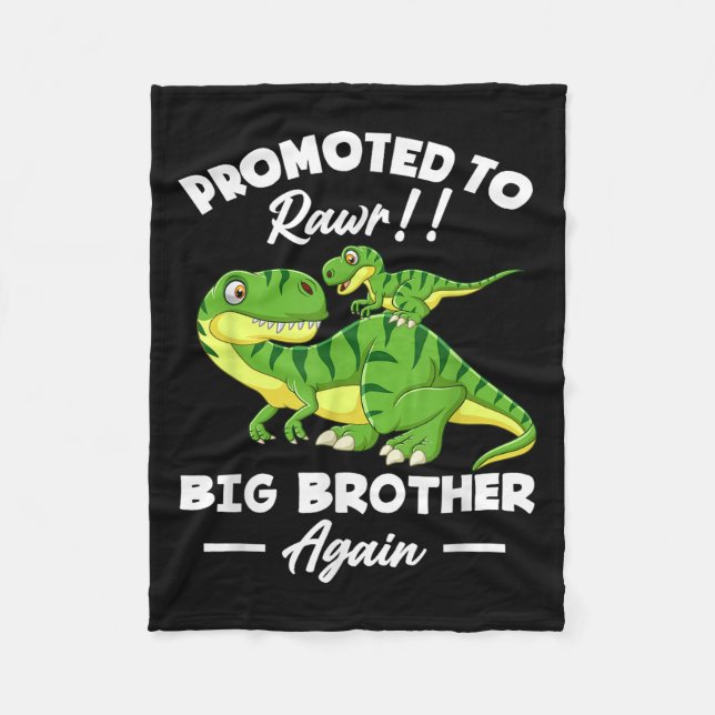Promoted To Big Brother Again Dinosaur Lover Gift  Fleece Blanket (Front)