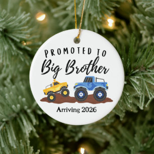 Promoted to Big Brother Dump Truck  Ceramic Tree Decoration