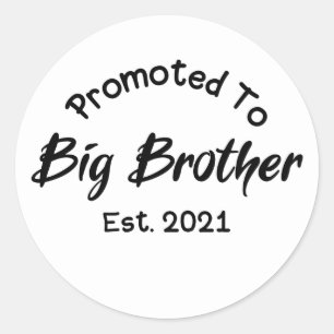 Promoted To Big Brother Est 2021 Classic Round Sticker