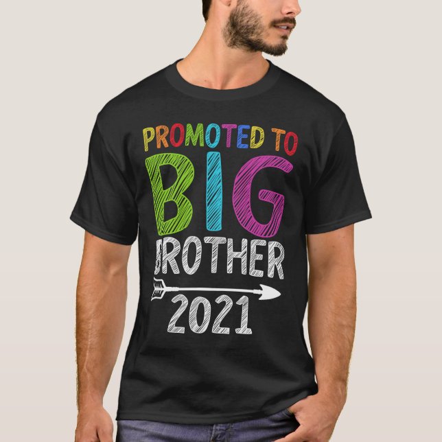 Promoted to Big Brother est 2021 Pregnancy Announc T-Shirt (Front)