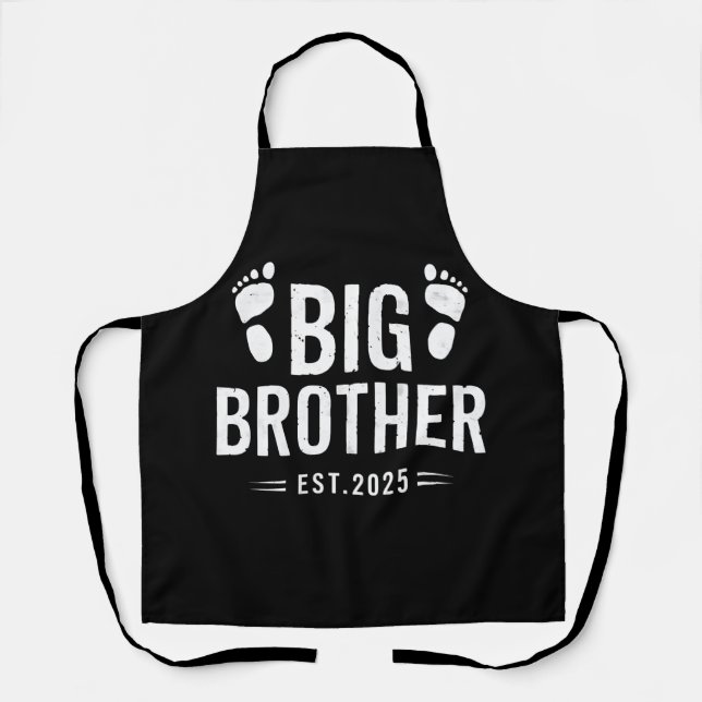 Promoted to Big Brother Est. 2025 Baby Announce Apron (Front)