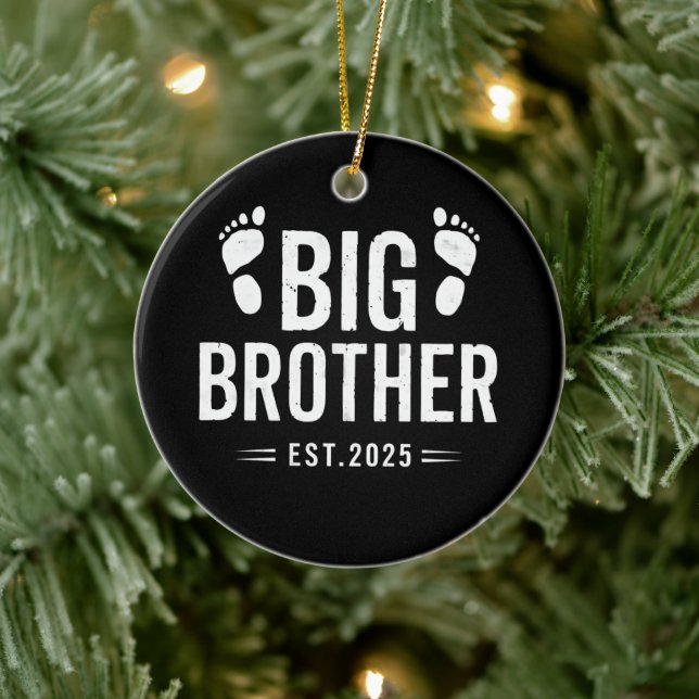 Promoted to Big Brother Est. 2025 Baby Announce Ceramic Tree Decoration (Tree)