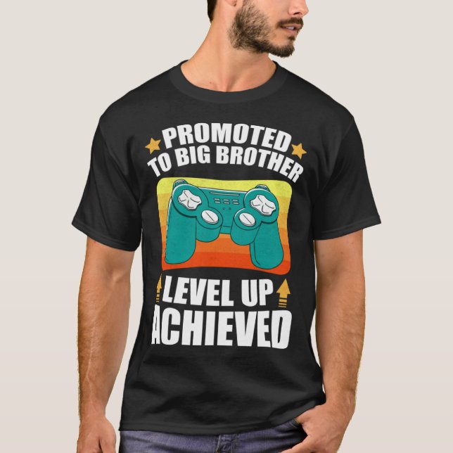 Promoted To Big Brother Level Up Achieved Gamer Bi T-Shirt (Front)