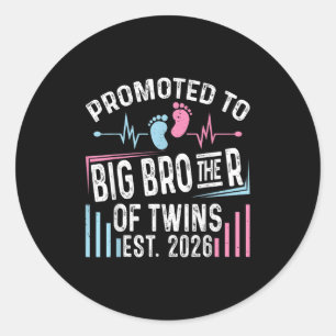 Promoted To Big Brother Of Twins Est 2026 Baby Sho Classic Round Sticker