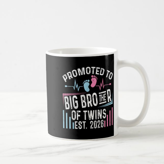 Promoted To Big Brother Of Twins Est 2026 Baby Sho Coffee Mug (Right)