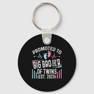 Promoted To Big Brother Of Twins Est 2026 Baby Sho Key Ring
