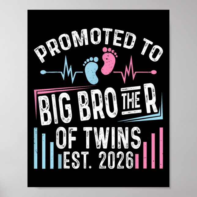 Promoted To Big Brother Of Twins Est 2026 Baby Sho Poster (Front)