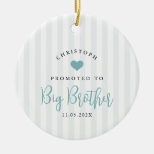 Promoted to Big Brother Photo Year Heart Keepsake  Ceramic Tree Decoration