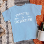 Promoted to Big Brother Pregnancy Announcement Baby T-Shirt<br><div class="desc">Custom printed apparel personalised with "Promoted to Big Brother" graphic in trendy modern fonts with a boho arrow design. Perfect for a pregnancy announcement photo or a gift for older siblings when new baby arrives! Use the design tools to edit the colours or add your own text and photos to...</div>