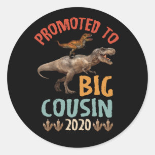 Promoted To Big Cousin 2022 T-rex Riding Dinosaur Classic Round Sticker