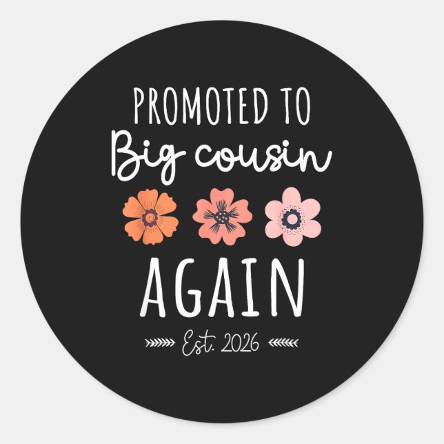 Promoted To Big Cousin Again 2026 2nd Pregnancy An Classic Round Sticker (Front)