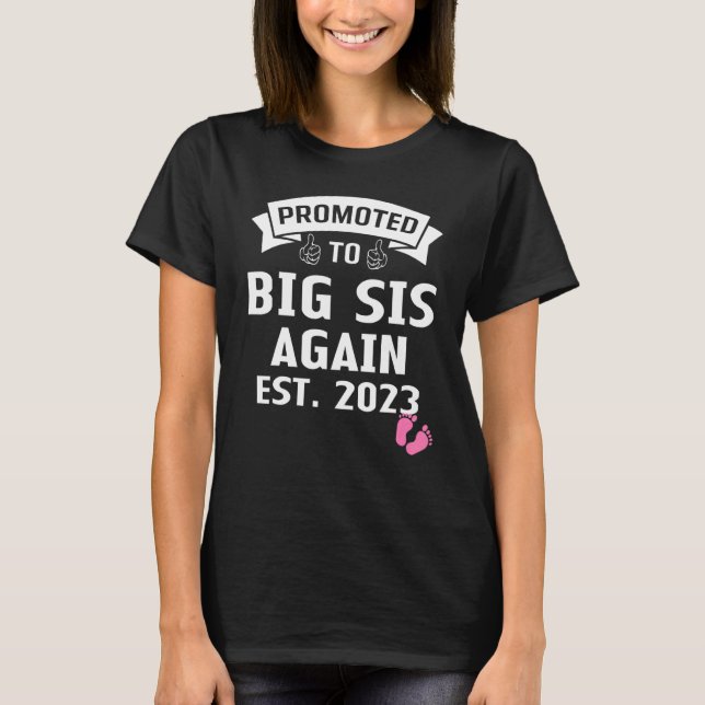 Promoted To Big Sis Again 2023 It's A Girl  Sister T-Shirt (Front)