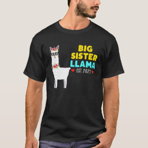 Promoted To Big Sister 2021 Big Sis Llama Est 2021 T-Shirt