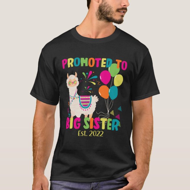 Promoted To Big Sister 2022 Llama T-Shirt (Front)