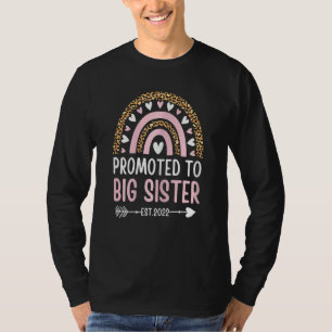 Promoted To Big Sister 2022 Teen Girls Women Rainb T-Shirt