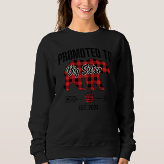 Promoted To Big Sister 2023 Red Plaid Pajama Buffa Sweatshirt