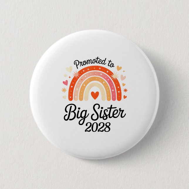 Promoted To Big Sister 2028 New Baby Pregnancy Ann 6 Cm Round Badge (Front)